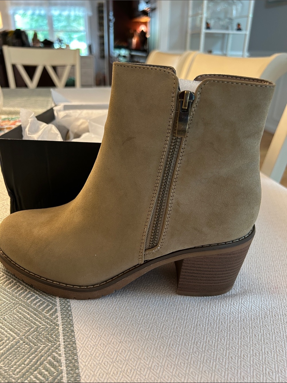 Women's Taupe  Ankle Boot with 2 Side Zippers